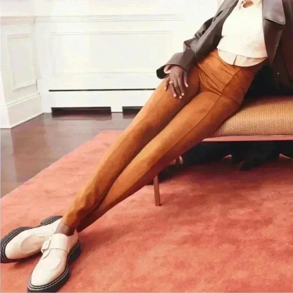 Spanx Faux Suede Leggings Pull On Pant Small Rich Caramel Neutral Blogger Fav - Picture 3 of 12